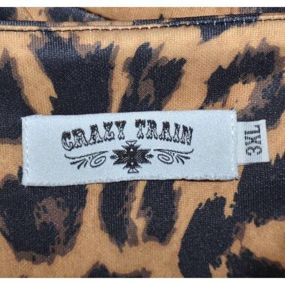 Crazy Train Women's 3XL Brown Leopard Print Open Front Lined Blazer Jacket - Picture 10 of 12